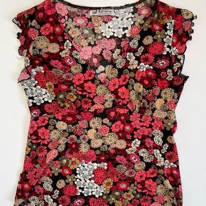 Y2K kimono floral mesh top